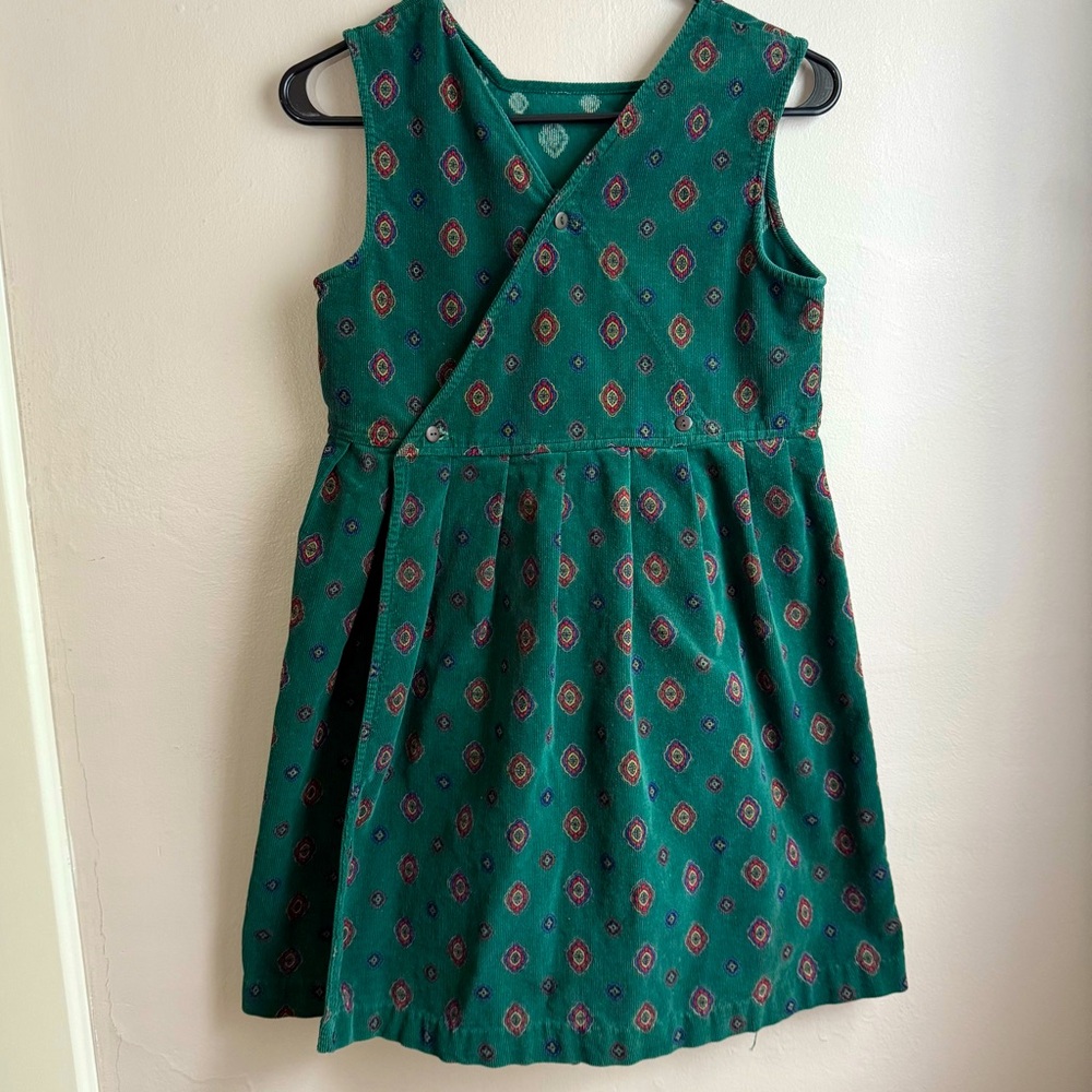 Vintage Samara Green Corduroy Jumper Dress S/M Cottagecore Academia Pinafore